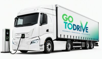 Poids lourd électrique Gotodrive en recharge, formation éco-conduite poids lourd électrique